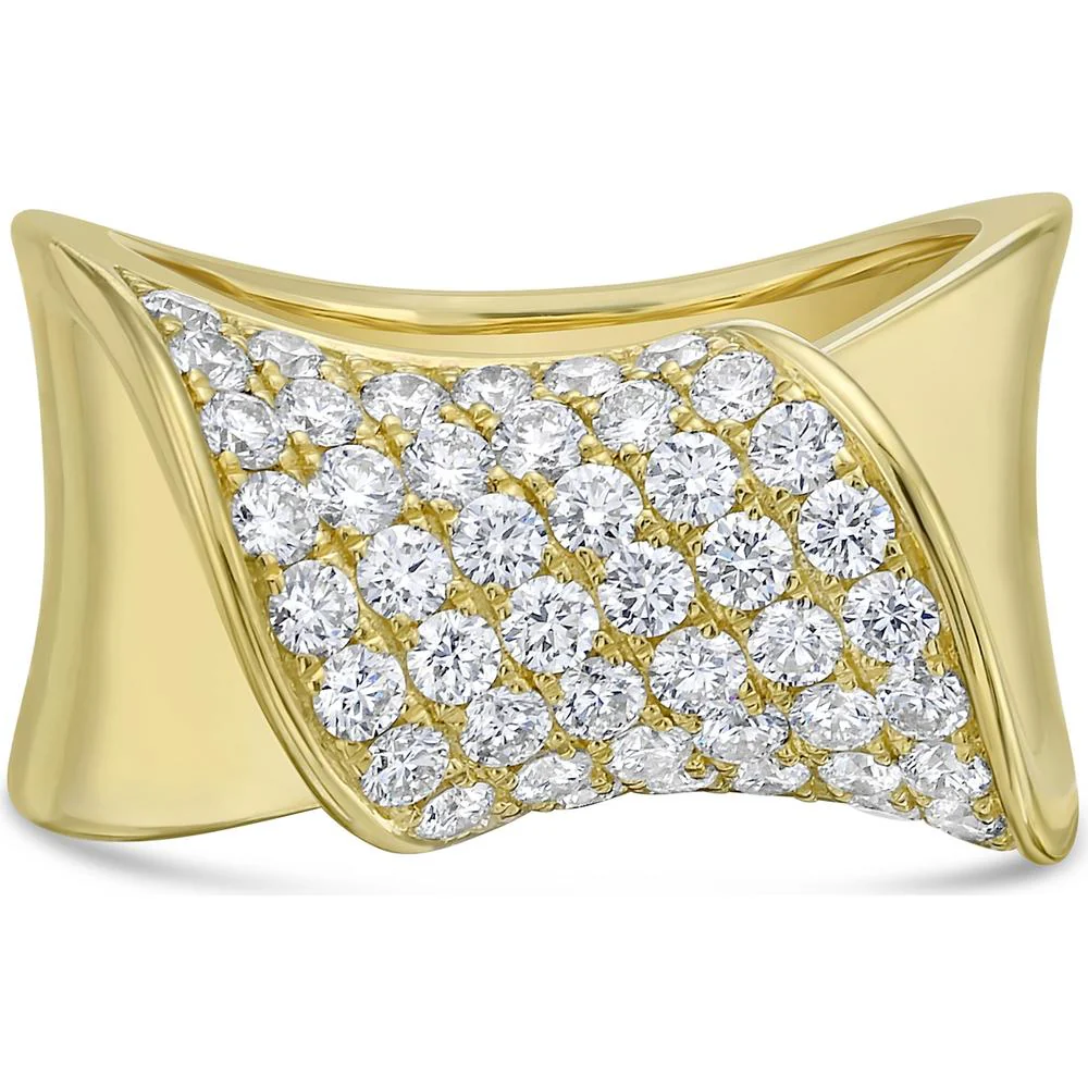 Charles Krypell - Diamond Pavé Wave Band in 18K Yellow Gold
