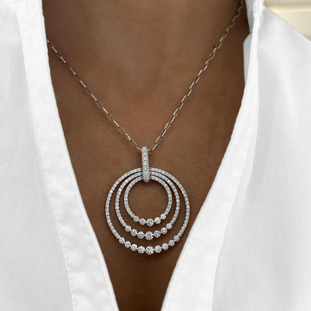 Charles Krypell - Diamond Tripel Circle Pendant in 18K White Gold - Image 2
