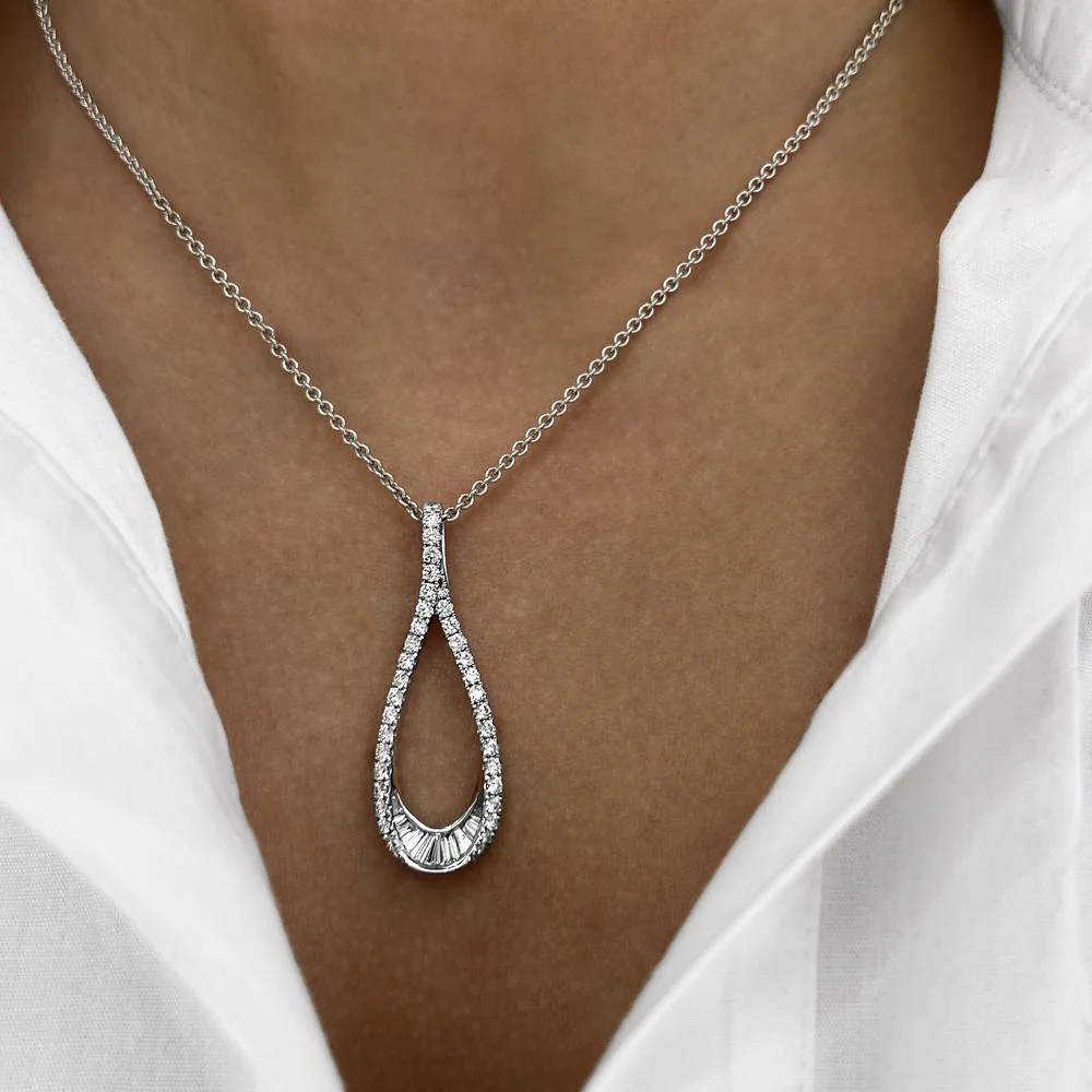Charles Krypell - Teardrop Pendant in 18K White Gold - Image 2