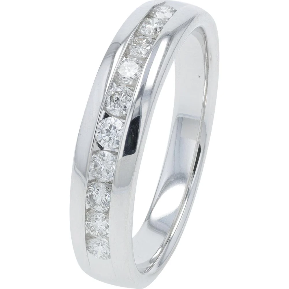 EFFY 14K White Gold Channel - Set Round Diamond Men's Band - 1.00 Carat Total Diamond Weight