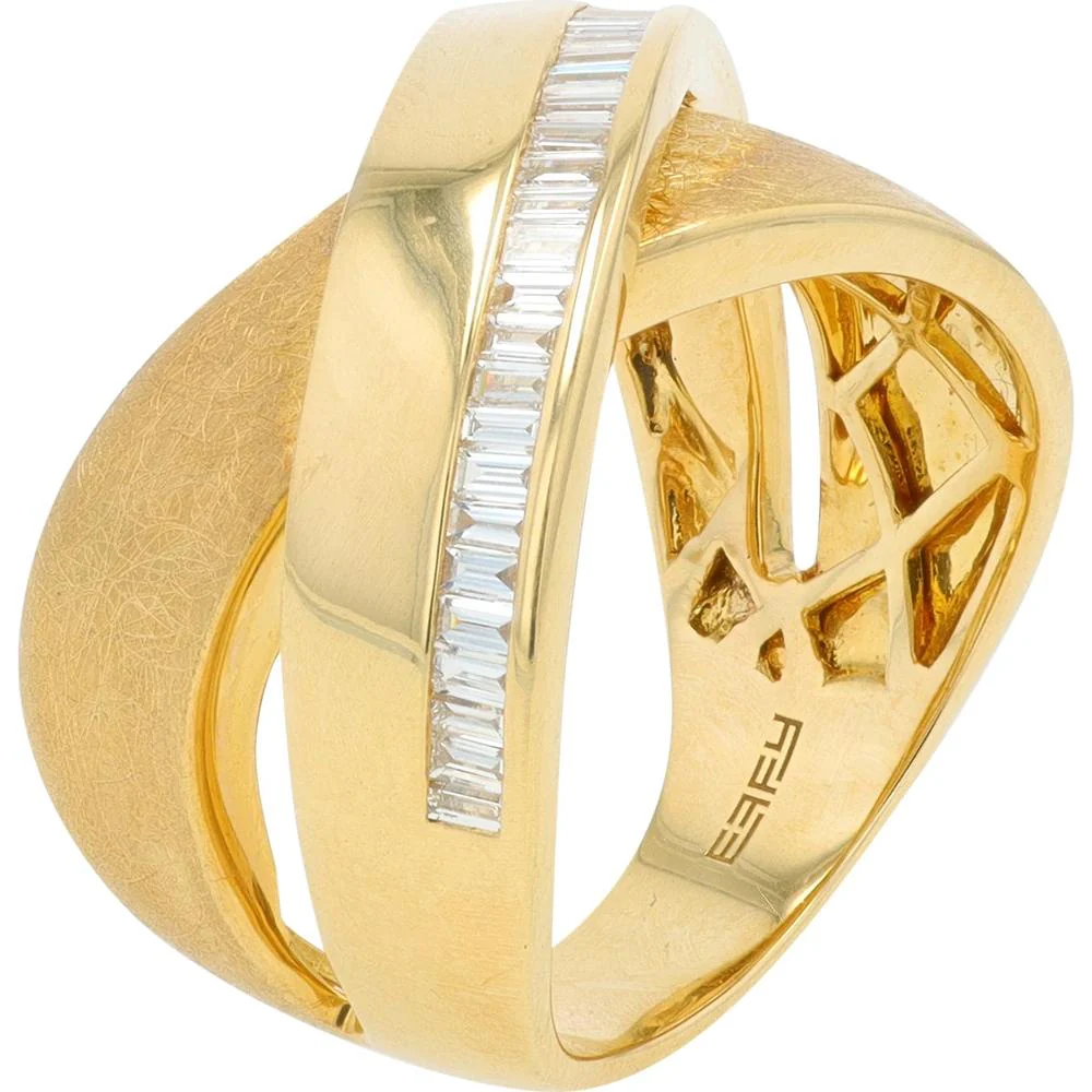 EFFY 14K Yellow Gold Crossover Band Ring with Channel - Set Baguette Diamonds - 0.42 Carat Total Diamond Weight