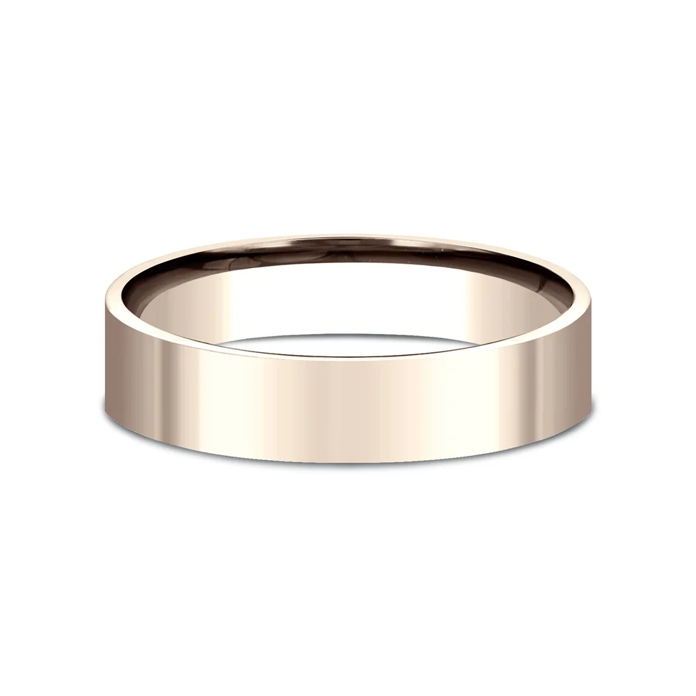 Flat Comfort Fit Men's Wedding Band in 14K Rose Gold - 5mm Width by Benchmark - Image 3