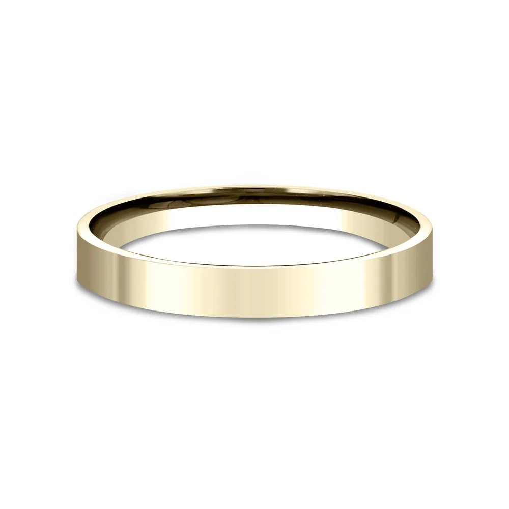 Flat Comfort Fit Men's Wedding Band in 14K Yellow Gold - 2mm Width by Benchmark - Image 3