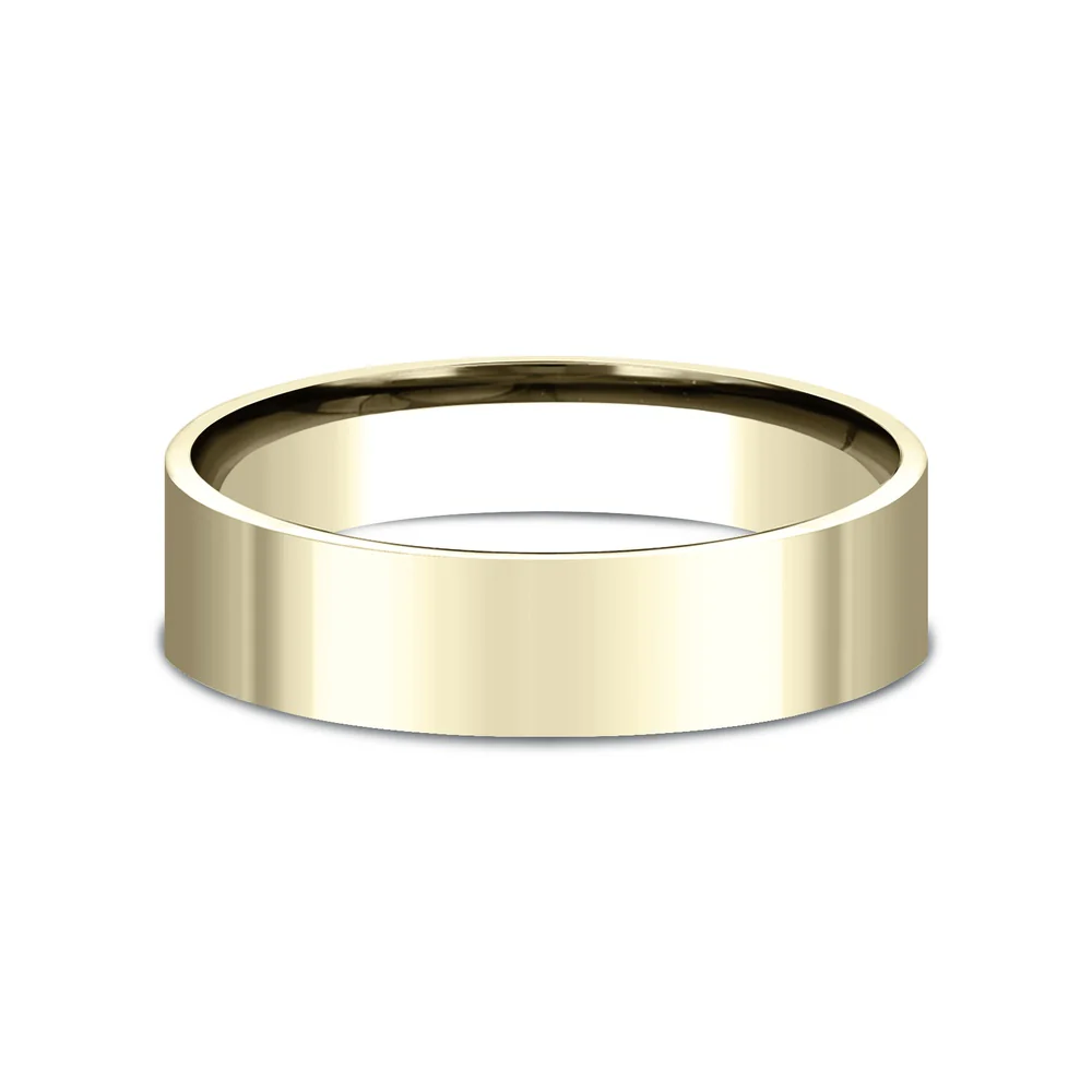 Flat Comfort Fit Men's Wedding Band in 14K Yellow Gold - 6mm Width by Benchmark - Image 3