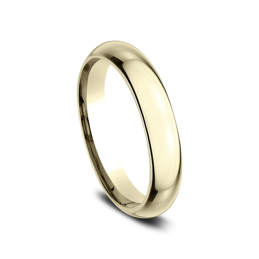 High Dome Comfort Fit Men's Wedding Band in 14K Yellow Gold - 4mm Width by Benchmark - Image 2