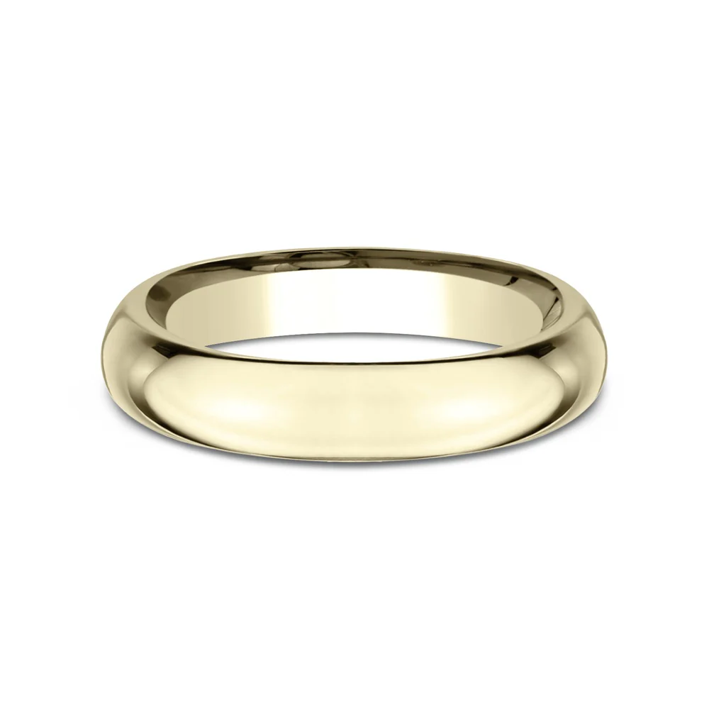 High Dome Comfort Fit Men's Wedding Band in 14K Yellow Gold - 4mm Width by Benchmark - Image 3