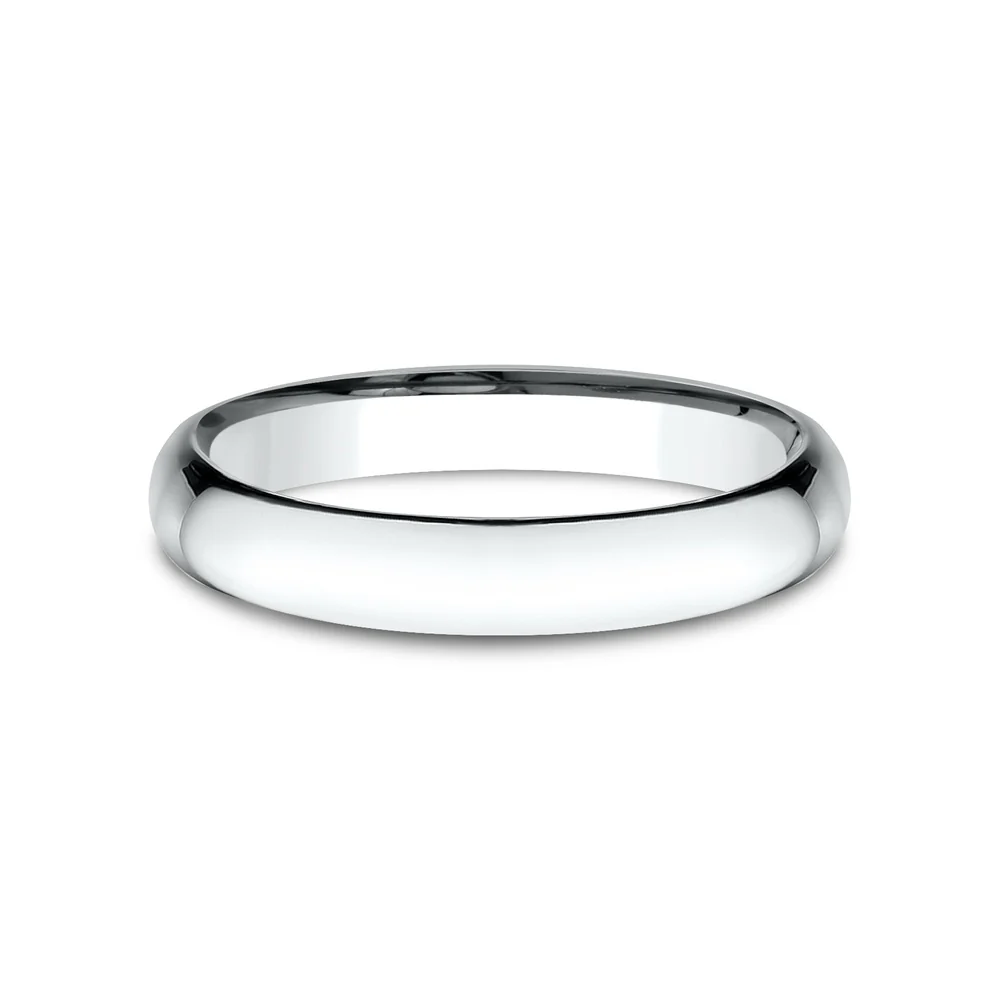 Low Dome Comfort Fit Men's Wedding Band in 14K White Gold - 3mm by Benchmark - Image 3