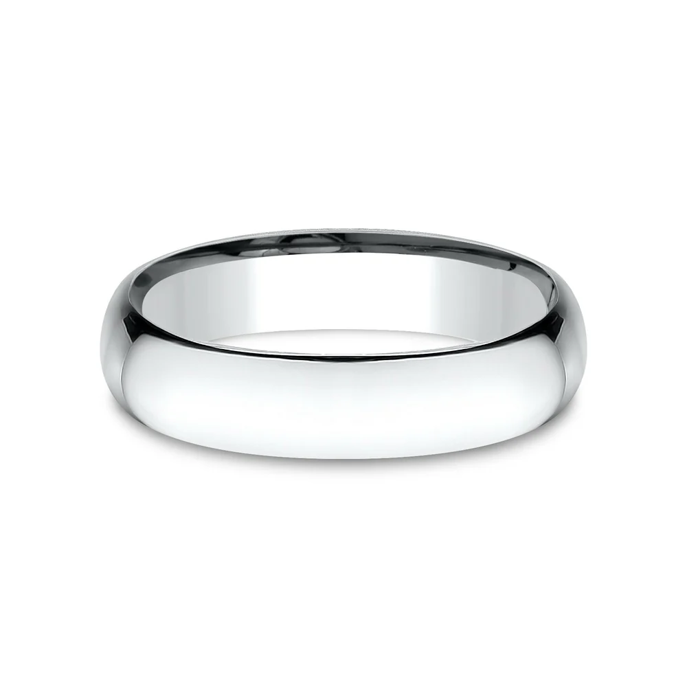 Low Dome Comfort Fit Men's Wedding Band in 14K White Gold - 5mm by Benchmark - Image 3