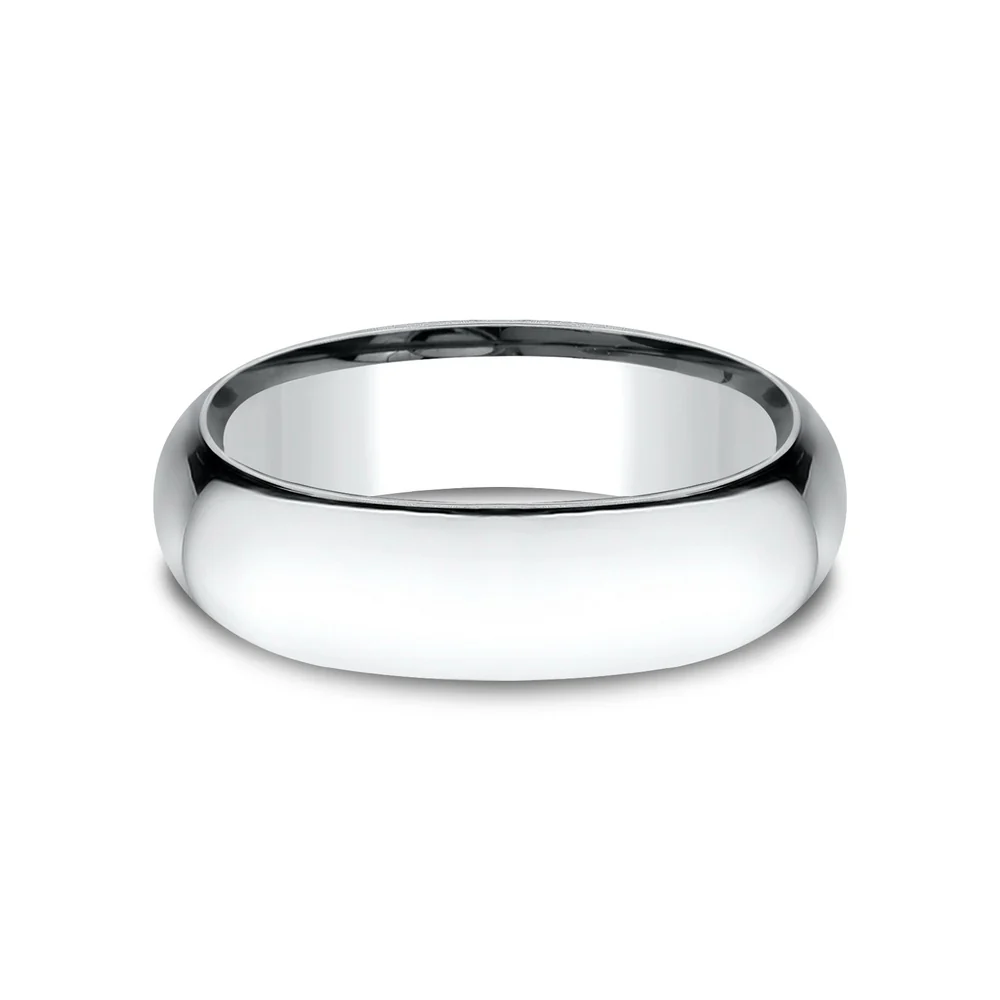 Low Dome Comfort Fit Men's Wedding Band in 14K White Gold - 7mm by Benchmark - Image 3
