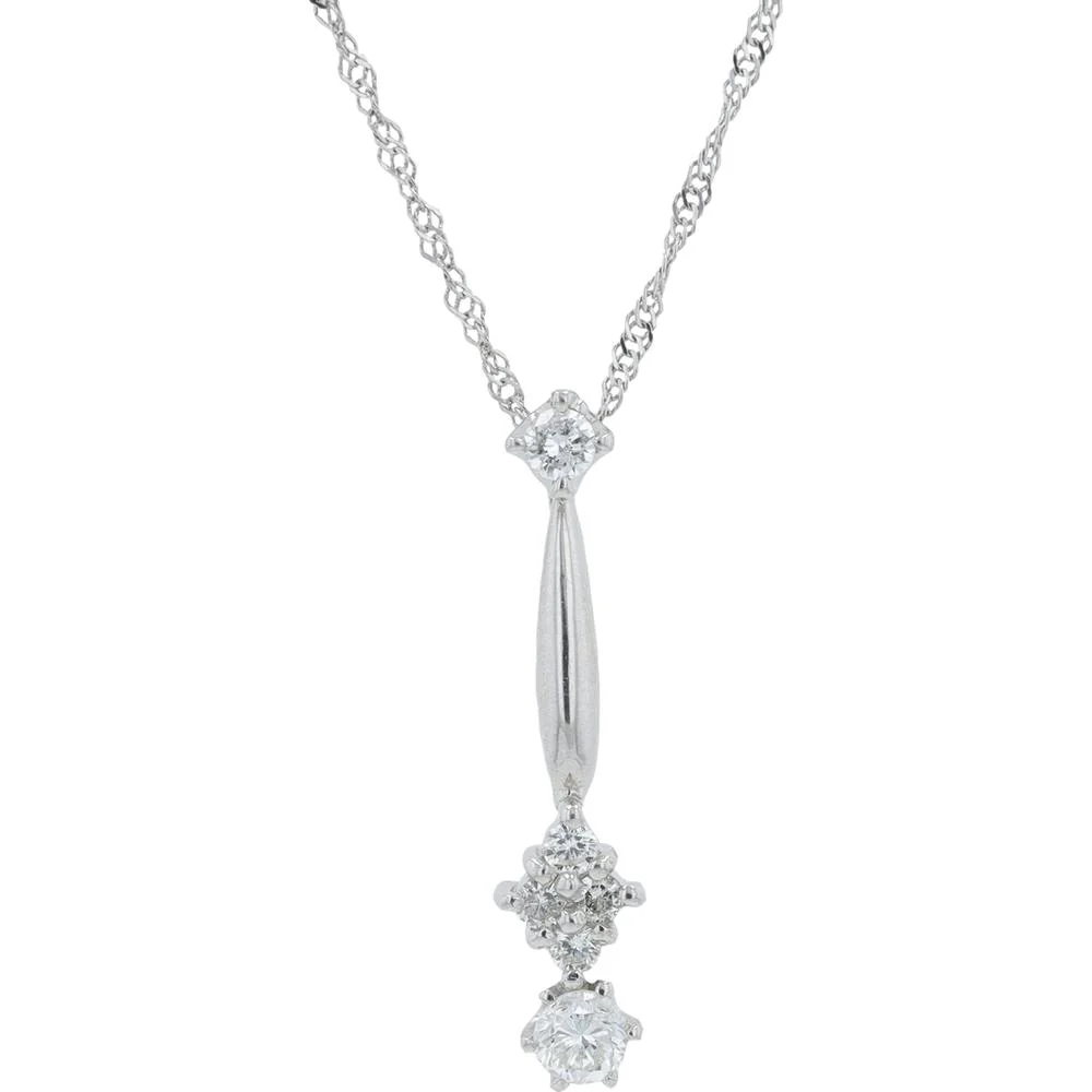 Platinum 0.25 Carat Total Weight Round Diamond Pendant Necklace - 15" Chain