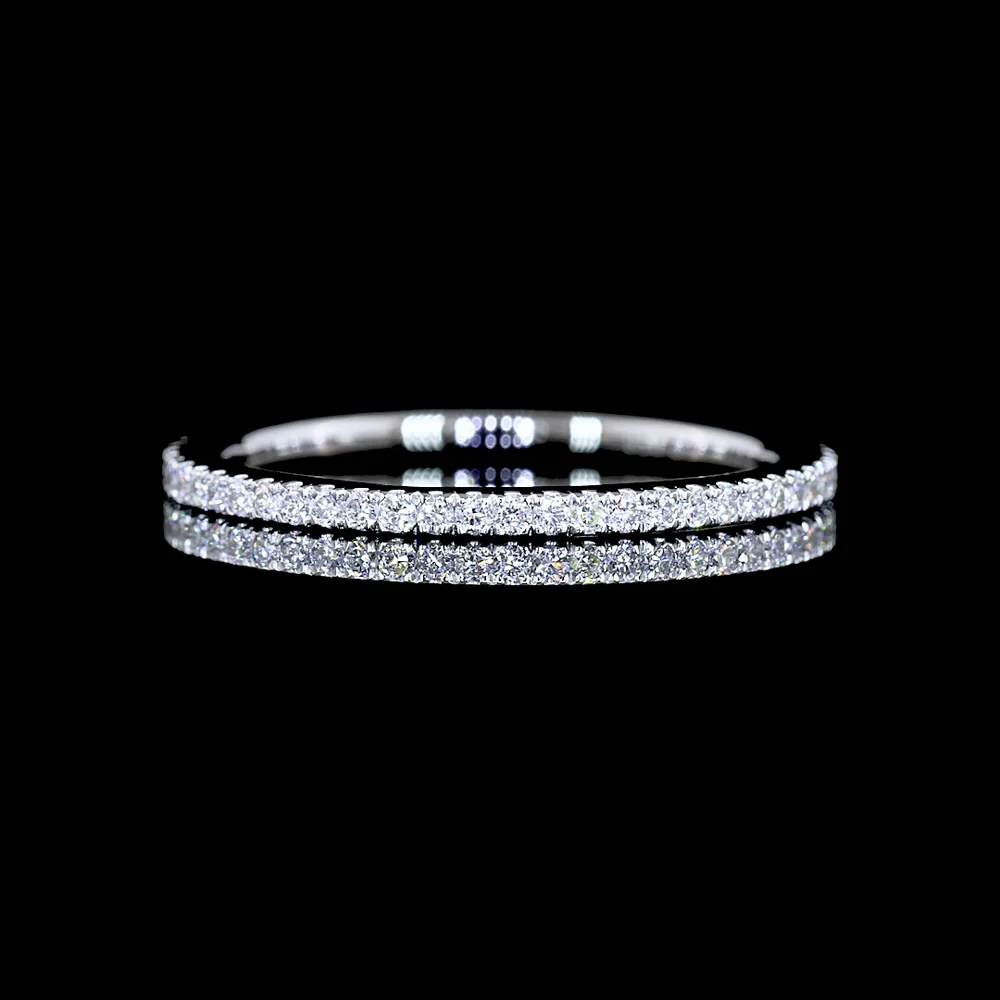 Platinum 0.29 Carats Total Weight Eternity Band with Pavé Micro Set Round Brilliant Lab Diamonds (E-F Color, VS2 Clarity) - Covaloro Fine Jewelry