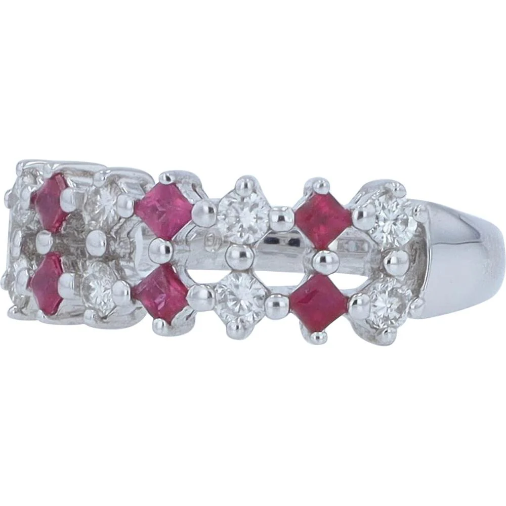 Platinum 0.30 Carat Ruby & Diamond Ring - 0.40 Carat Total Diamond Weight - Image 2