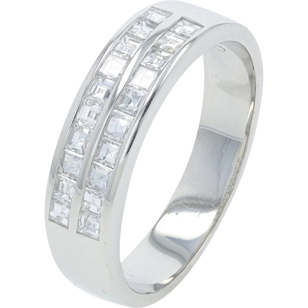Platinum 0.50 Carat Diamond Band with Princess - Cut Diamonds - 0.50 Carat Total Diamond Weight