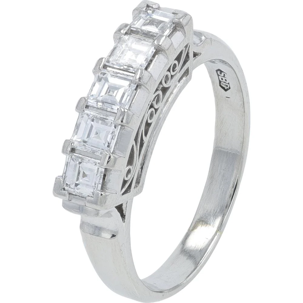 Platinum 0.57 Carat Diamond Band with Square Cut Diamonds - 0.57 Carat Total Diamond Weight