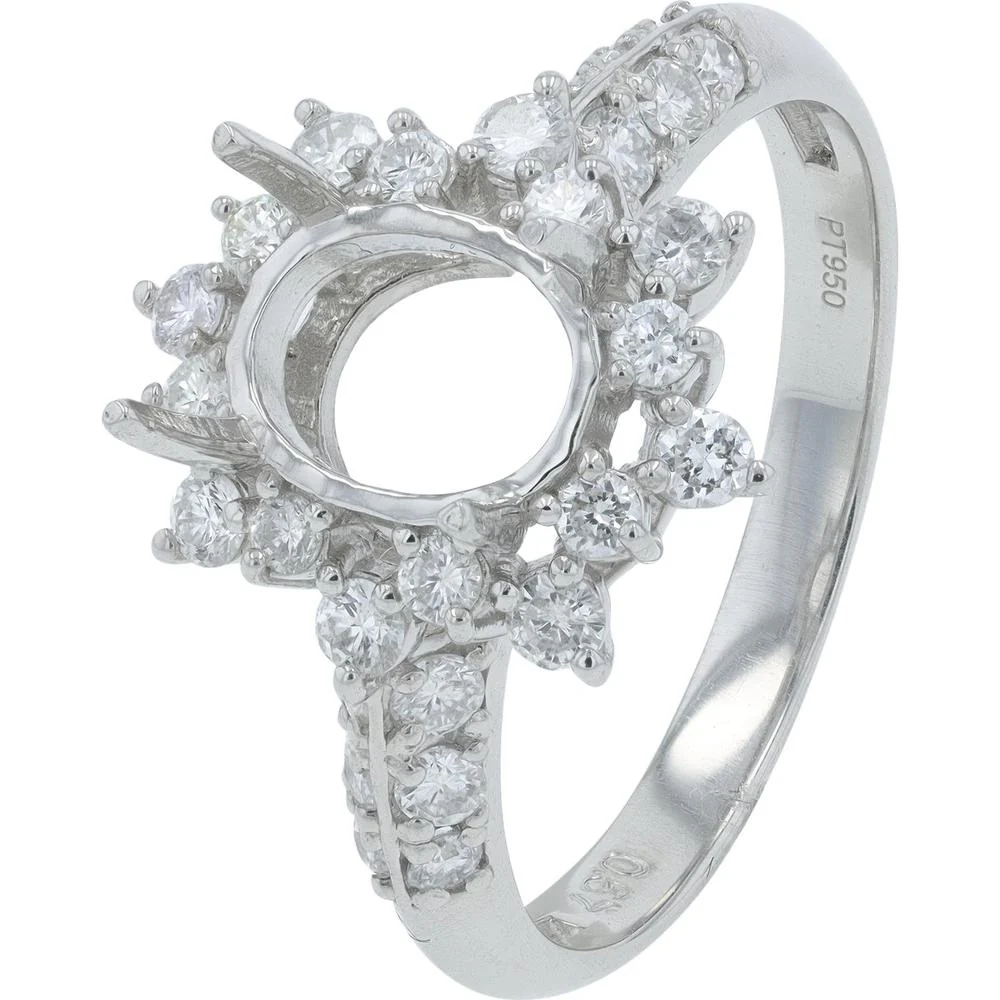 Platinum 0.57 Carat Total Weight Diamond Semi-Mount with Round Brilliant Diamonds