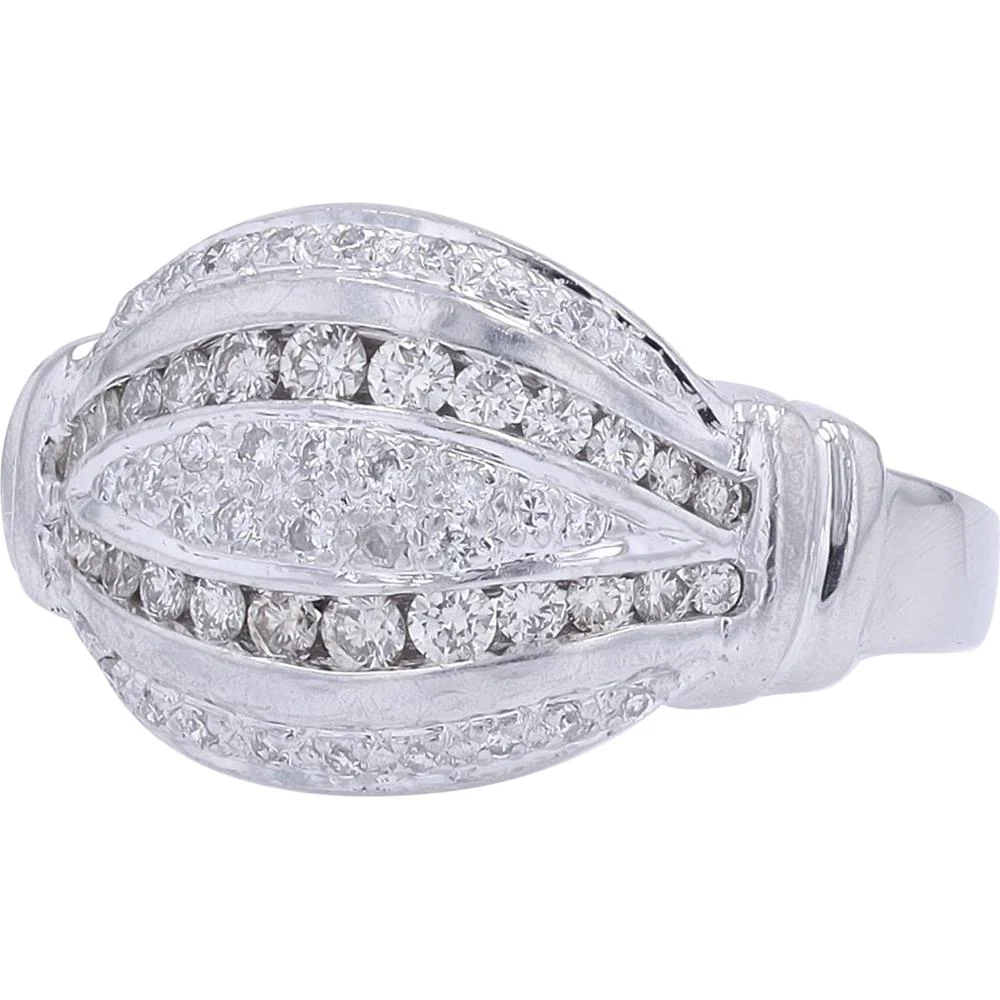Platinum 0.60 Carat Diamond Estate Ring with Pavé - Set Round Diamonds - Image 2