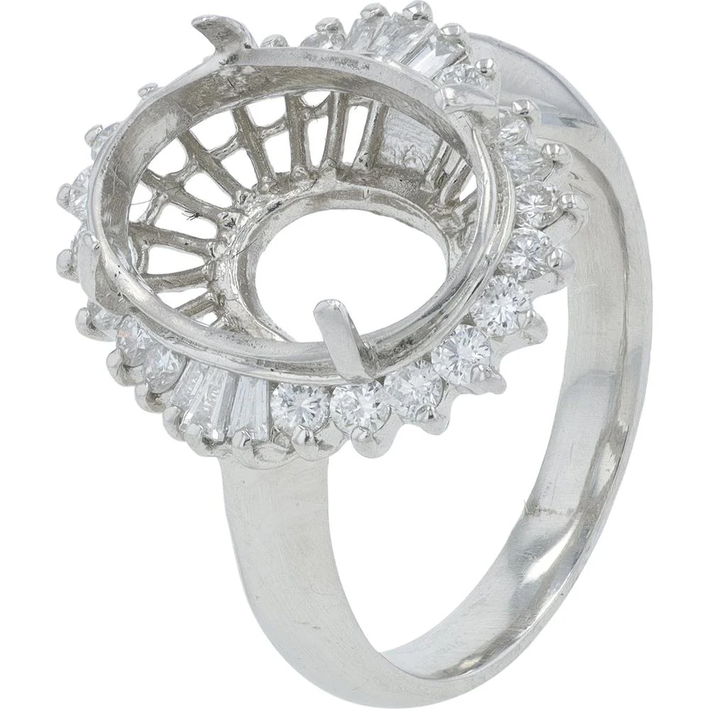 Platinum 0.64 Carat Diamond Halo Semi-Mount Ring for Custom Center Stone