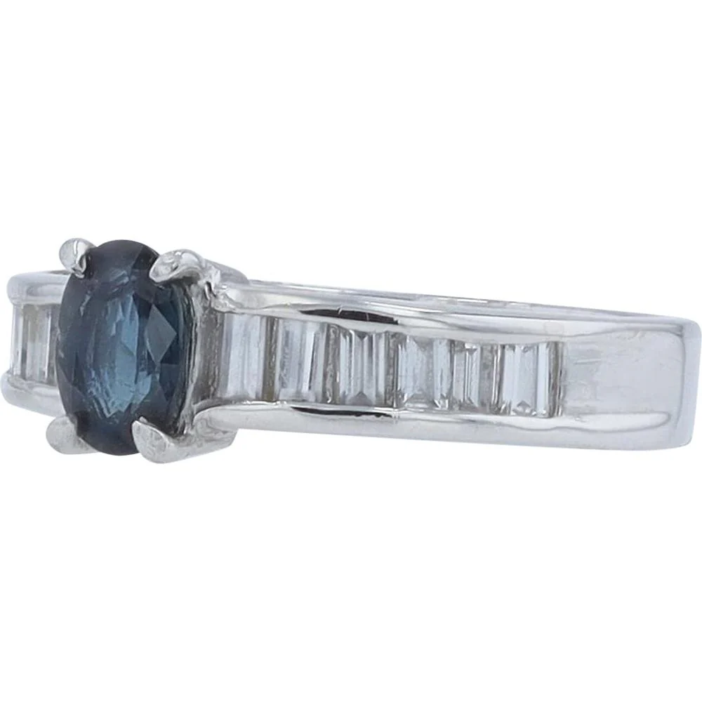 Platinum 0.71 Carat Oval Sapphire Ring with 0.53 Carat Total Diamond Weight - Image 2