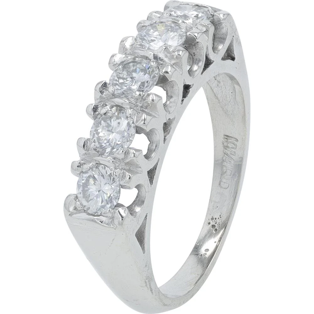 Platinum 0.75 Carat Diamond Band with Five Round Prong - Set Diamonds