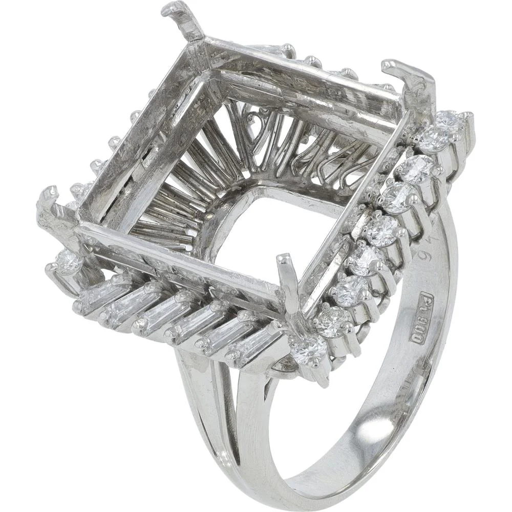 Platinum 0.76 Carat Diamond Semi - Mount Ring - Customizable Prong Set Design