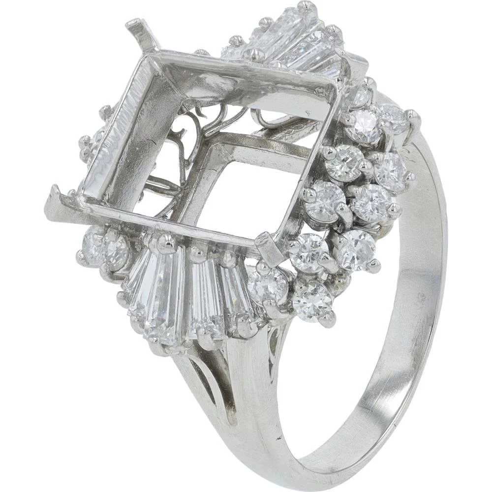 Platinum 0.964 Carat Diamond Semi-Mount Ring