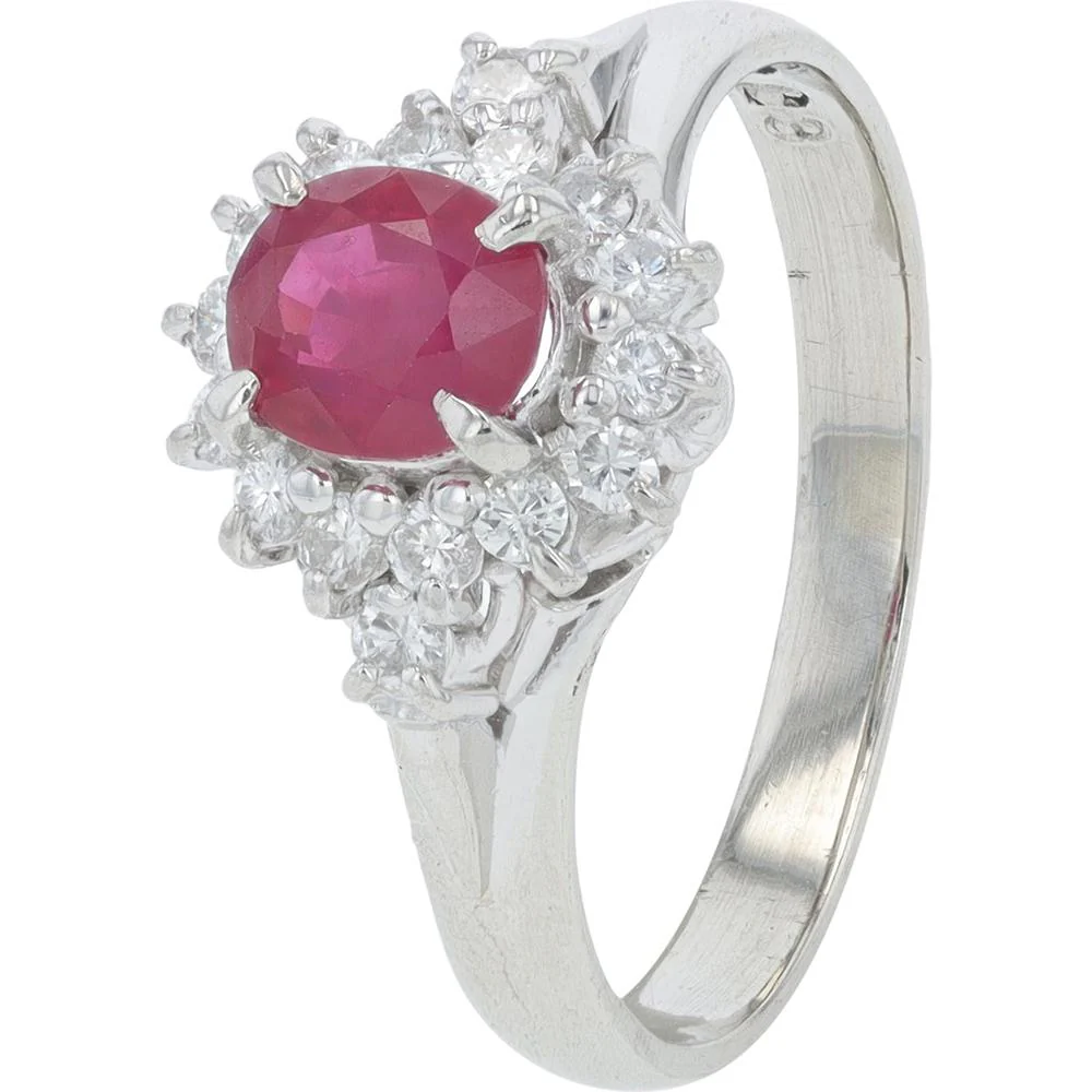 Platinum 1.00 Carat Star Ruby and Diamond Halo Ring - 0.28 Carat Total Diamond Weight