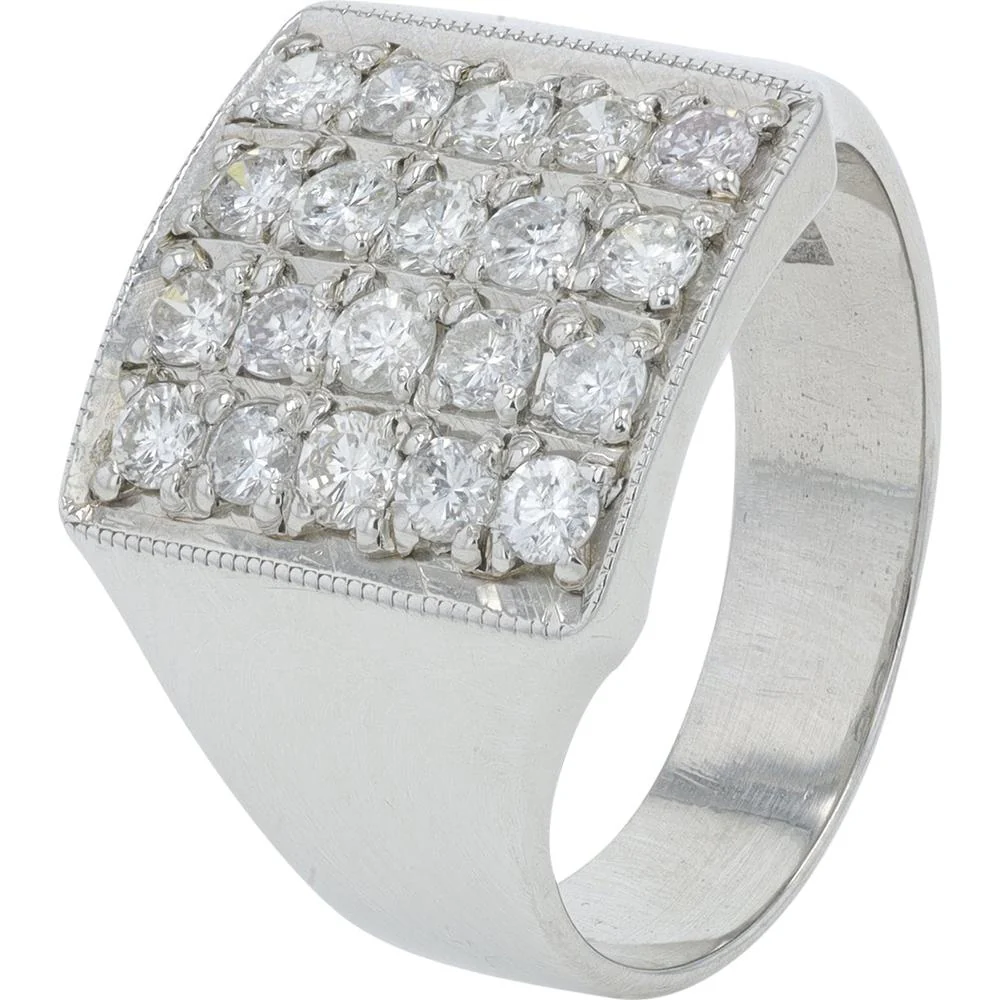 Platinum 1.01 Carat Total Weight Round Diamond Cluster Ring - Prong Set