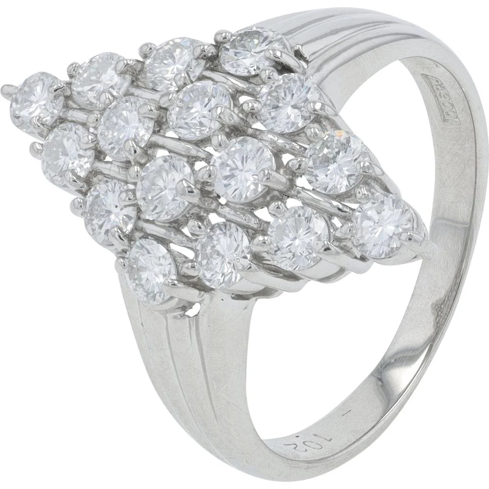 Platinum 1.02 Carat Total Weight Round Diamond Ring with Prong - Set Design
