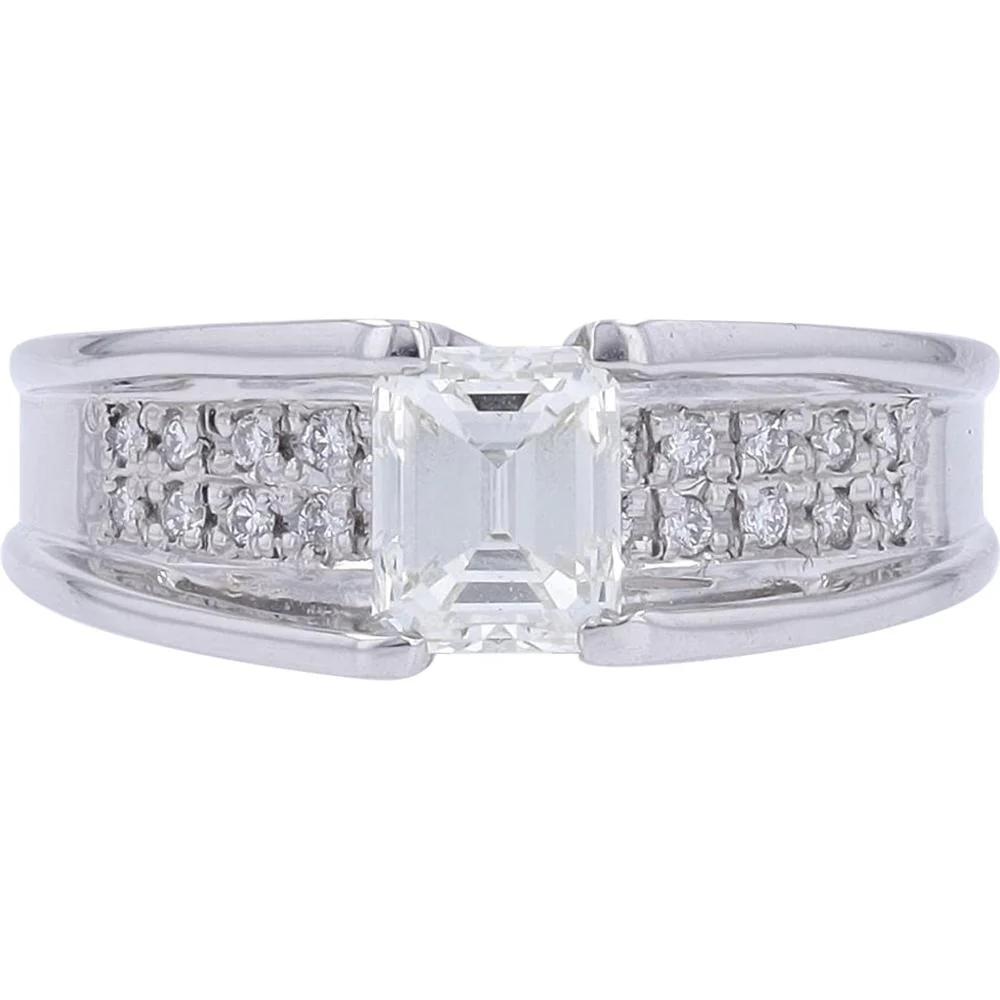 Platinum 1.021 CTR Diamond Ring with Brilliant Cut Diamonds - 1.151 Carat Total Diamond Weight