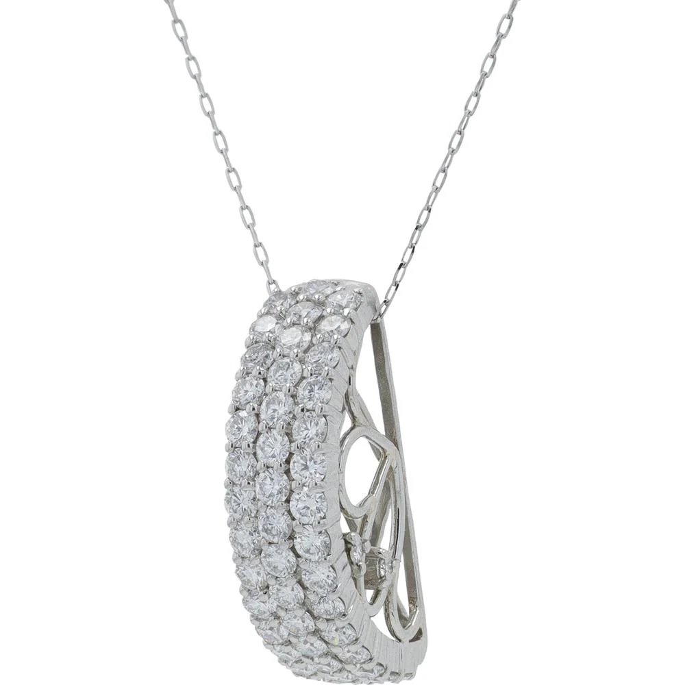 Platinum 1.056 Carat Total Weight Diamond Pendant Necklace - Prong Set Round Diamonds - Image 2