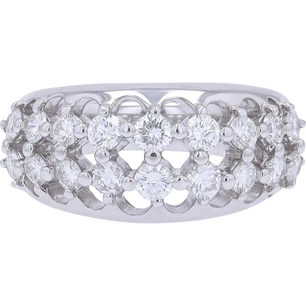 Platinum 1.15 Carat Total Weight Diamond Lattice Ring - Round Prong Set Diamonds