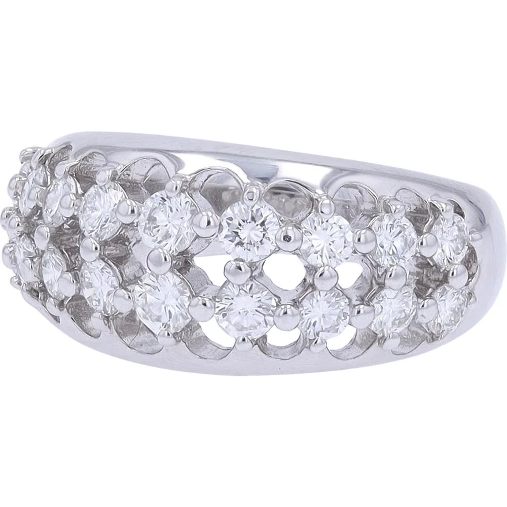 Platinum 1.15 Carat Total Weight Diamond Lattice Ring - Round Prong Set Diamonds - Image 2