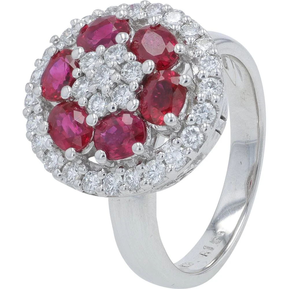 Platinum 1.50 Carat Ruby Convertible Ring with 0.72 Carat Diamond Halo