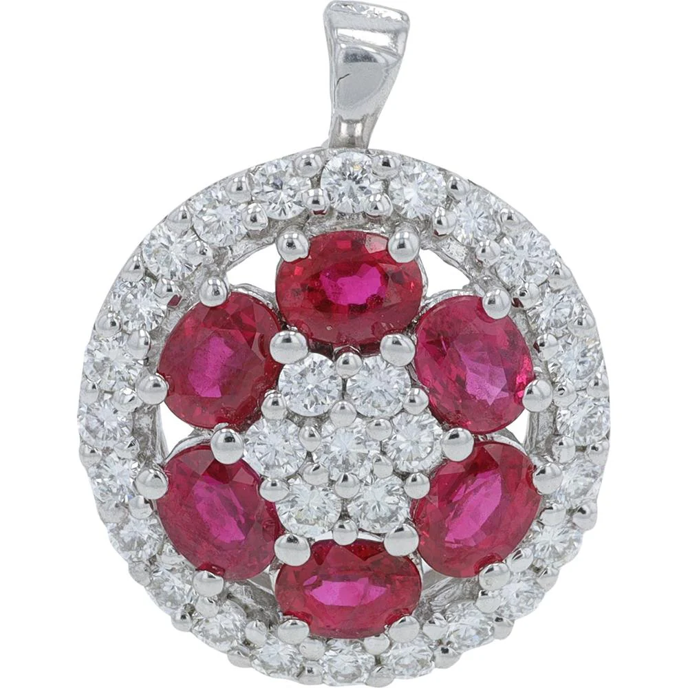 Platinum 1.50 Carat Ruby Convertible Ring with 0.72 Carat Diamond Halo - Image 2