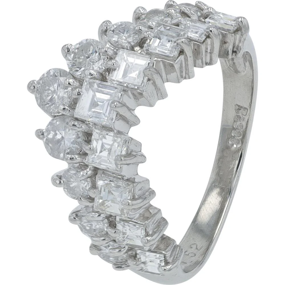 Platinum 1.52 Carat Diamond Chevron Band - 1.52 Carat Total Diamond Weight
