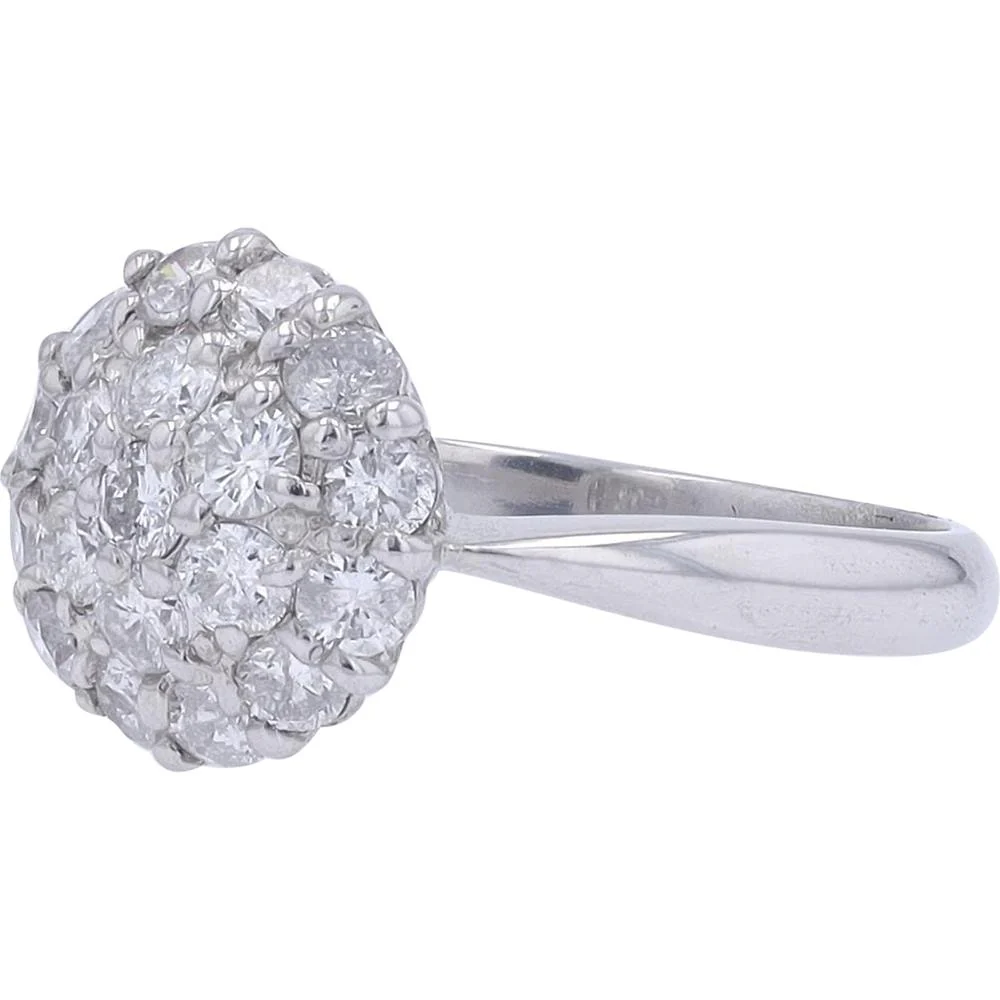 Platinum 1 Carat Round Cut Diamond Halo Ring - 1.00 Carat Total Diamond Weight - Image 2