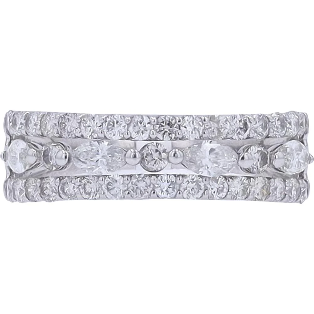 Platinum 1 Carat Total Weight Diamond Eternity Band with Prong and Pavé Set Diamonds