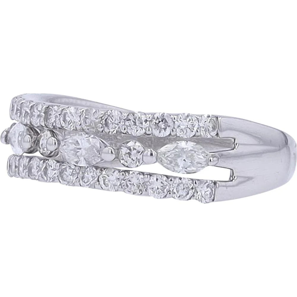 Platinum 1 Carat Total Weight Diamond Eternity Band with Prong and Pavé Set Diamonds - Image 2