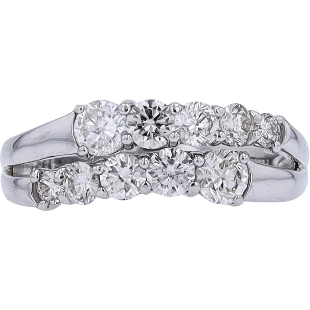 Platinum 1 Carat Total Weight Diamond Ring with Dual Row Round Diamonds