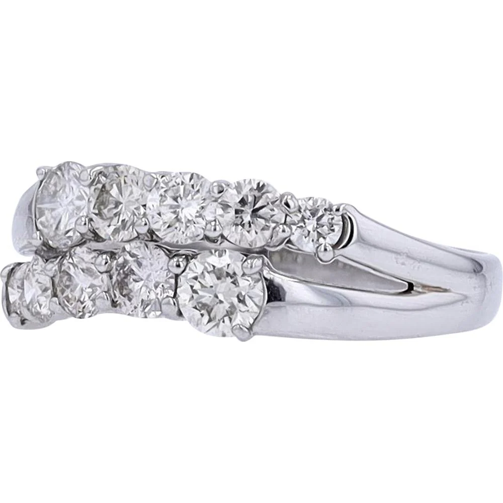 Platinum 1 Carat Total Weight Diamond Ring with Dual Row Round Diamonds - Image 2