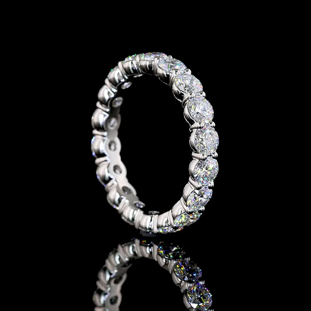 Platinum 2.51 Carats Total Weight Eternity Band with 18 Round Brilliant Cut Lab Diamonds (E-F Color, VS1 Clarity) - Covaloro Fine Jewelry - Image 3