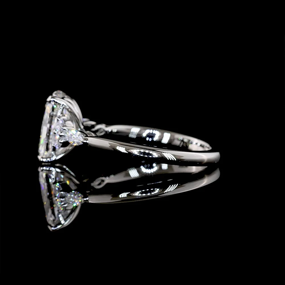 Platinum 2.74 Carat Total Weight Radiant Cut Lab Diamond Ring with Marquise and Brilliant Accents - 2.50 Carat F VS1 Center - Covaloro Fine Jewelry - Image 3