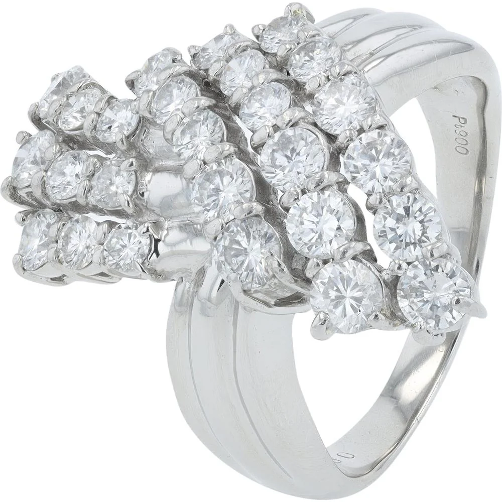 Platinum 2 Carat Total Weight Diamond Cocktail Ring - 2.00 Carat Total Diamond Weight