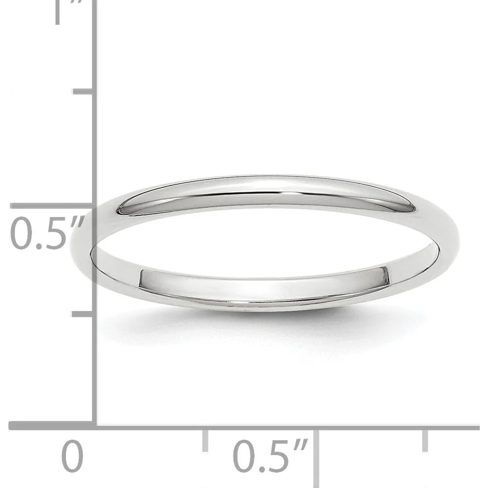 Platinum 2mm Half Round Wedding Band - Solid 950 Platinum, Polished Finish by Luciano & Cie - Image 4