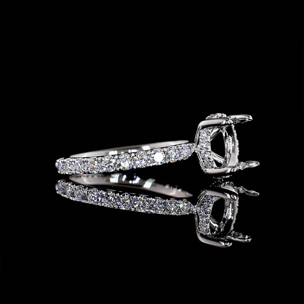 Platinum 3.10 Carat Hidden Halo Ring with Round Brilliant Cut D VVS1 Lab Diamond Center and Diamond Studded Band - Covaloro Fine Jewelry - Image 2