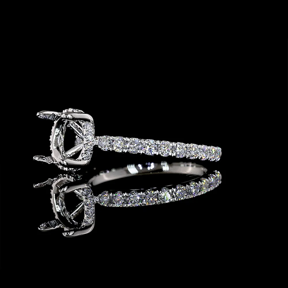 Platinum 3.10 Carat Hidden Halo Ring with Round Brilliant Cut D VVS1 Lab Diamond Center and Diamond Studded Band - Covaloro Fine Jewelry - Image 3