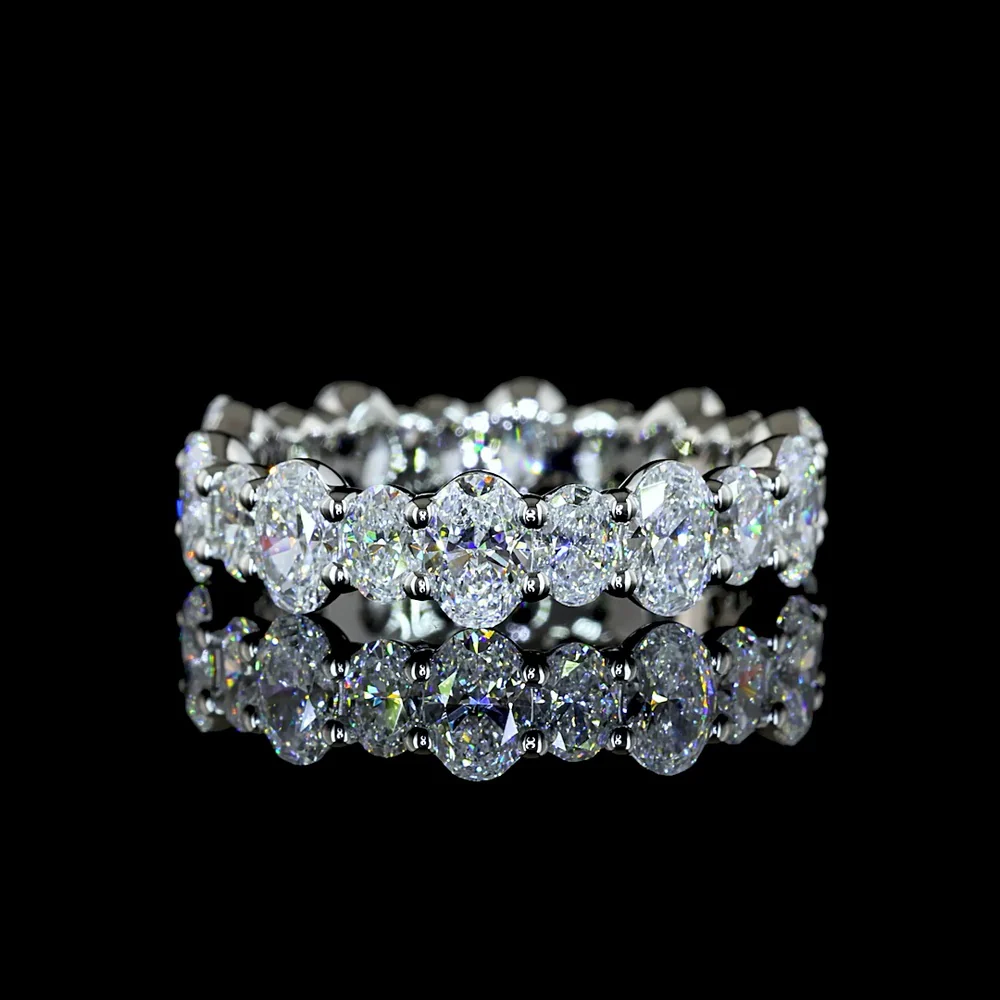 Platinum 3.4 Carat Total Weight Eternity Band with 20 North-South Set Oval Cut Lab Diamonds, E-F Color VS Clarity - Covaloro Fine Jewelry