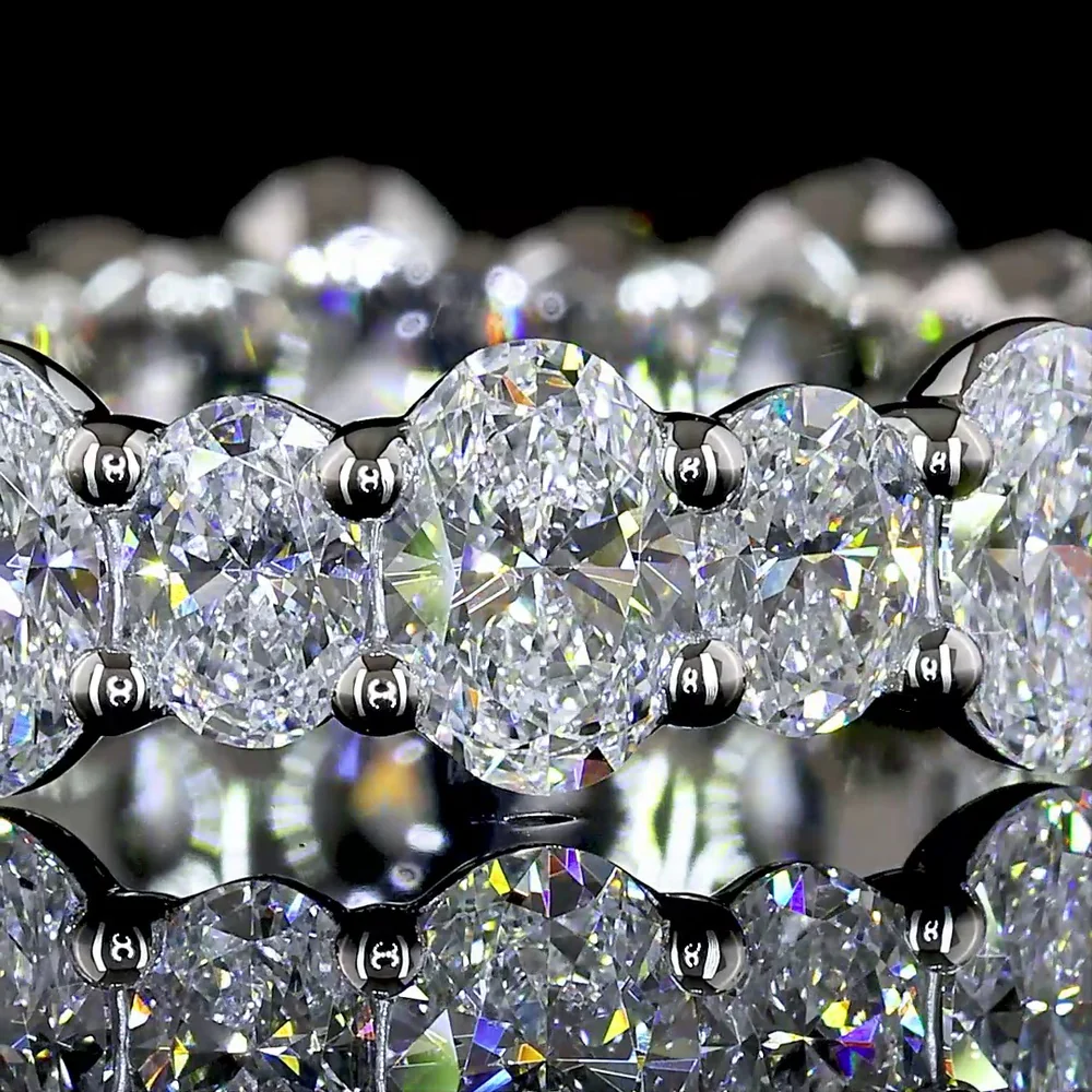 Platinum 3.4 Carat Total Weight Eternity Band with 20 North-South Set Oval Cut Lab Diamonds, E-F Color VS Clarity - Covaloro Fine Jewelry - Image 2