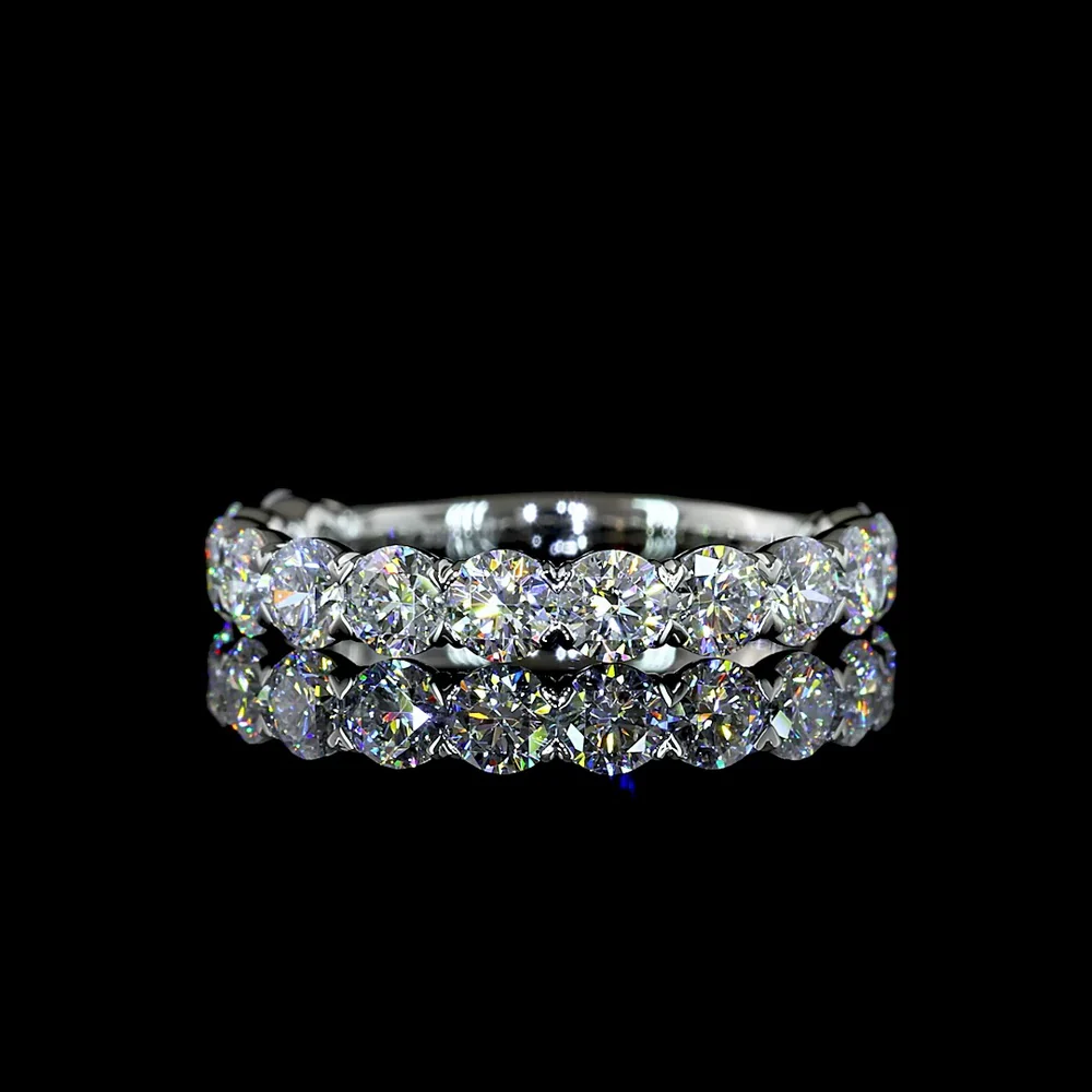 Platinum 3/4 Eternity Band with 1.07 Carat Round Brilliant Cut Lab Grown Diamonds - Prong Set, E-F Color, VS Clarity - Covaloro Fine Jewelry