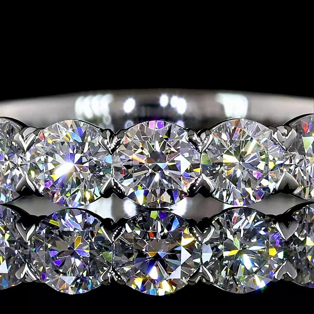 Platinum 3/4 Eternity Band with 1.07 Carat Round Brilliant Cut Lab Grown Diamonds - Prong Set, E-F Color, VS Clarity - Covaloro Fine Jewelry - Image 2
